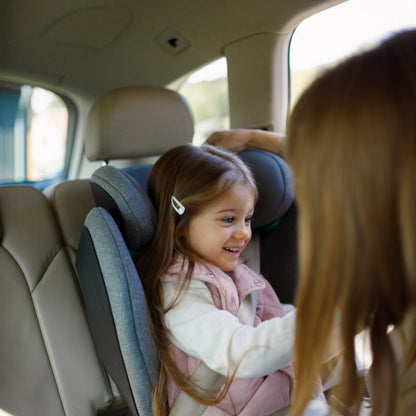 Avionaut MaxSpace AirFlow High Back Booster Seat Grey girl in car