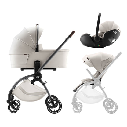 Britax-Römer RIO travel system bundle, pushchair, carrycot, car seat, Soft Taupe