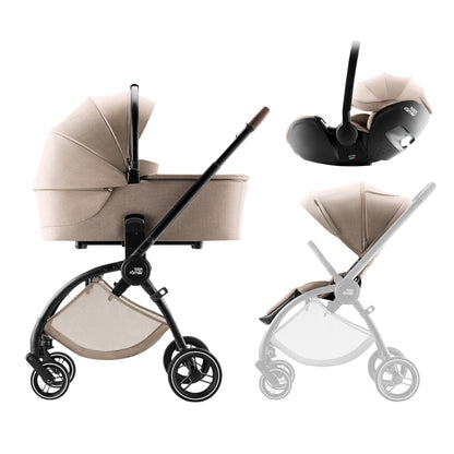 Britax-Römer RIO travel system bundle, pushchair, carrycot, car seat, Teak