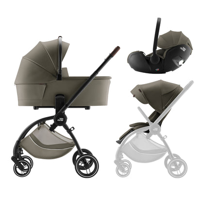 Britax-Römer RIO travel system bundle, pushchair, carrycot, car seat, Urban Olive