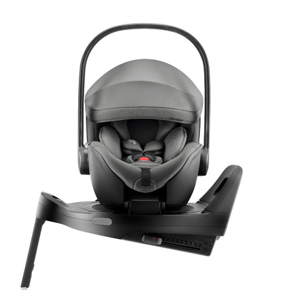 Britax-Römer Baby-Safe Pro infant carrier car seat in Mineral Grey on Vario 5Z ISOfix base