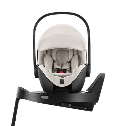 Britax-Römer Baby-Safe Pro infant carrier car seat in Soft Taupe on Vario 5Z ISOfix base