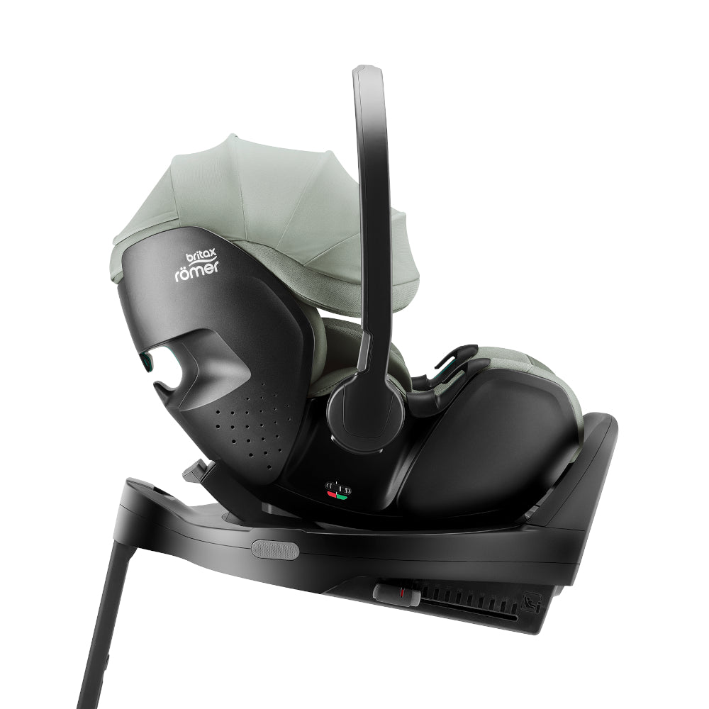 Britax-Römer Baby-Safe Pro infant carrier car seat in Sage Green on Vario 5Z ISOfix base
